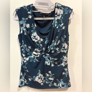 Sleeveless Floral Twist-Front Women's Top - Teal Floral